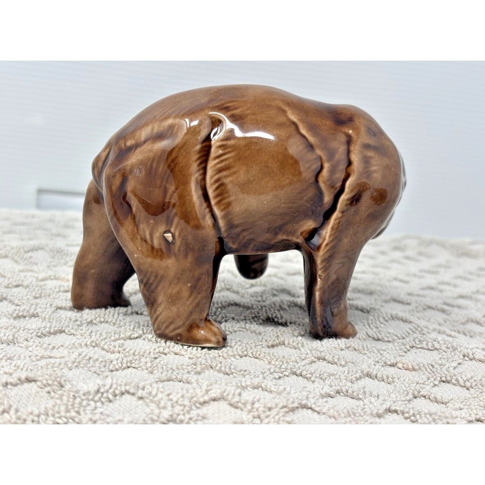 Vtg Ceramic GRIZZLY BEAR Figurine Mountain Bear‎ Glazed Brown 5" x 3.5" Mold - Picture 3 of 7